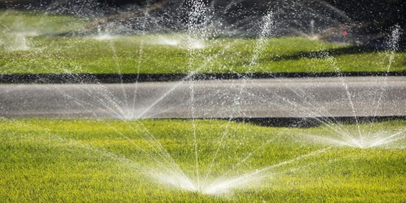 Watering can pouring water on grass, illustrating deep and infrequent watering